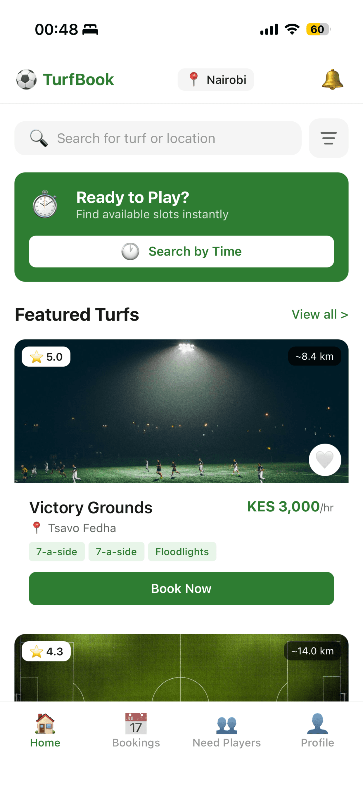 TurfBook discover screen